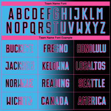 Load image into Gallery viewer, Custom Black Sky Blue-Pink Sublimation Gradient Fashion Soccer Uniform Jersey