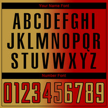 Laden Sie das Bild in den Galerie-Viewer, Custom Red Old Gold-Black Sublimation Gradient Fashion Soccer Uniform Jersey