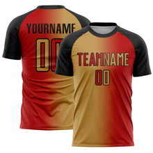Laden Sie das Bild in den Galerie-Viewer, Custom Red Old Gold-Black Sublimation Gradient Fashion Soccer Uniform Jersey