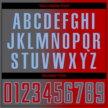 Load image into Gallery viewer, Custom Red Steel Gray-Light Blue Sublimation Gradient Fashion Soccer Uniform Jersey