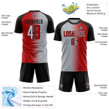 Laden Sie das Bild in den Galerie-Viewer, Custom Red Gray-Black Sublimation Gradient Fashion Soccer Uniform Jersey