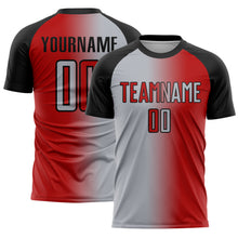 Laden Sie das Bild in den Galerie-Viewer, Custom Red Gray-Black Sublimation Gradient Fashion Soccer Uniform Jersey