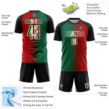 Charger l'image dans la galerie, Custom Red Vintage Mexican Flag Kelly Green Black-Cream Sublimation Gradient Fashion Soccer Uniform Jersey