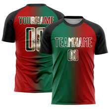 Charger l'image dans la galerie, Custom Red Vintage Mexican Flag Kelly Green Black-Cream Sublimation Gradient Fashion Soccer Uniform Jersey