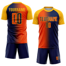 Load image into Gallery viewer, Custom Navy Orange-Gold Sublimation Gradient Fashion Soccer Uniform Jersey