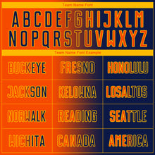 Load image into Gallery viewer, Custom Navy Orange-Gold Sublimation Gradient Fashion Soccer Uniform Jersey