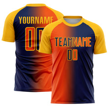 Load image into Gallery viewer, Custom Navy Orange-Gold Sublimation Gradient Fashion Soccer Uniform Jersey