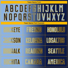 Load image into Gallery viewer, Custom Navy Light Blue-Gold Sublimation Gradient Fashion Soccer Uniform Jersey