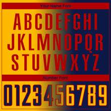 Load image into Gallery viewer, Custom Navy Gold-Red Sublimation Gradient Fashion Soccer Uniform Jersey