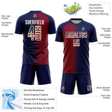 Charger l'image dans la galerie, Custom Navy Vintage USA Flag Maroon-Cream Sublimation Gradient Fashion Soccer Uniform Jersey
