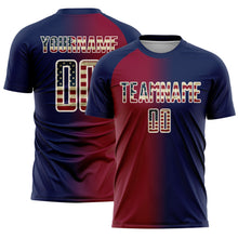 Charger l'image dans la galerie, Custom Navy Vintage USA Flag Maroon-Cream Sublimation Gradient Fashion Soccer Uniform Jersey