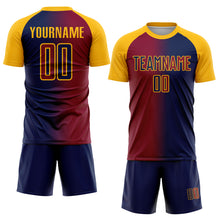Load image into Gallery viewer, Custom Navy Maroon-Gold Sublimation Gradient Fashion Soccer Uniform Jersey