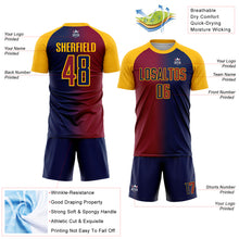 Load image into Gallery viewer, Custom Navy Maroon-Gold Sublimation Gradient Fashion Soccer Uniform Jersey