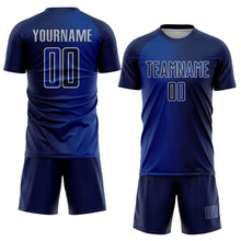 Load image into Gallery viewer, Custom Navy Royal-Gray Sublimation Gradient Fashion Soccer Uniform Jersey