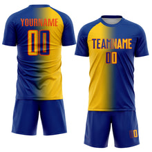 Laden Sie das Bild in den Galerie-Viewer, Custom Royal Yellow-Orange Sublimation Gradient Fashion Soccer Uniform Jersey