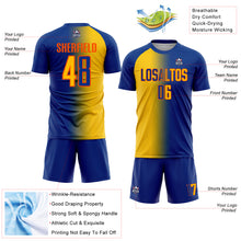 Laden Sie das Bild in den Galerie-Viewer, Custom Royal Yellow-Orange Sublimation Gradient Fashion Soccer Uniform Jersey