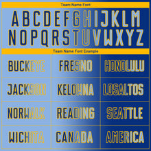 Загрузить изображение в средство просмотра галереи, Custom Royal Light Blue-Gold Sublimation Gradient Fashion Soccer Uniform Jersey