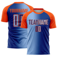 Загрузить изображение в средство просмотра галереи, Custom Royal Light Blue-Orange Sublimation Gradient Fashion Soccer Uniform Jersey
