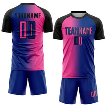 Laden Sie das Bild in den Galerie-Viewer, Custom Royal Pink-Black Sublimation Gradient Fashion Soccer Uniform Jersey