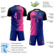 Laden Sie das Bild in den Galerie-Viewer, Custom Royal Pink-Black Sublimation Gradient Fashion Soccer Uniform Jersey
