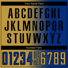 Laden Sie das Bild in den Galerie-Viewer, Custom Royal Old Gold-Black Sublimation Gradient Fashion Soccer Uniform Jersey