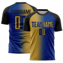Laden Sie das Bild in den Galerie-Viewer, Custom Royal Old Gold-Black Sublimation Gradient Fashion Soccer Uniform Jersey
