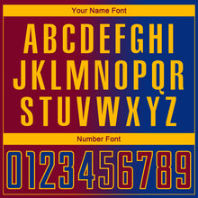 Laden Sie das Bild in den Galerie-Viewer, Custom Royal Maroon-Gold Sublimation Gradient Fashion Soccer Uniform Jersey