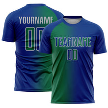 Laden Sie das Bild in den Galerie-Viewer, Custom Royal Kelly Green-Gray Sublimation Gradient Fashion Soccer Uniform Jersey