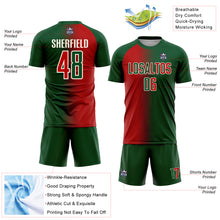 Charger l'image dans la galerie, Custom Green Red-Cream Sublimation Gradient Fashion Soccer Uniform Jersey