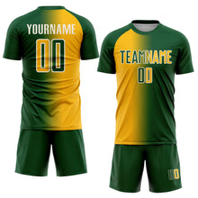 Загрузить изображение в средство просмотра галереи, Custom Green Gold-Cream Sublimation Gradient Fashion Soccer Uniform Jersey
