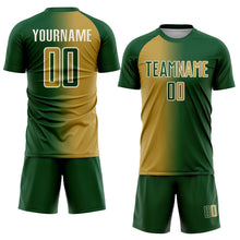 Charger l'image dans la galerie, Custom Green Old Gold-Cream Sublimation Gradient Fashion Soccer Uniform Jersey