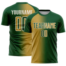 Charger l'image dans la galerie, Custom Green Old Gold-Cream Sublimation Gradient Fashion Soccer Uniform Jersey