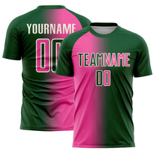 Загрузить изображение в средство просмотра галереи, Custom Green Pink-Cream Sublimation Gradient Fashion Soccer Uniform Jersey