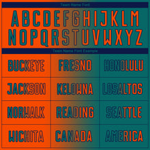 Load image into Gallery viewer, Custom Teal Orange-Navy Sublimation Gradient Fashion Soccer Uniform Jersey