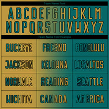 Load image into Gallery viewer, Custom Teal Old Gold-Black Sublimation Gradient Fashion Soccer Uniform Jersey