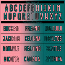 Load image into Gallery viewer, Custom Teal Medium Pink-Black Sublimation Gradient Fashion Soccer Uniform Jersey