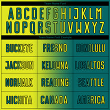 Load image into Gallery viewer, Custom Teal Neon Yellow-Black Sublimation Gradient Fashion Soccer Uniform Jersey