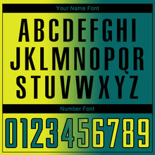 Load image into Gallery viewer, Custom Teal Neon Yellow-Black Sublimation Gradient Fashion Soccer Uniform Jersey