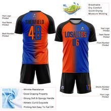 Laden Sie das Bild in den Galerie-Viewer, Custom Thunder Blue Orange-Black Sublimation Gradient Fashion Soccer Uniform Jersey