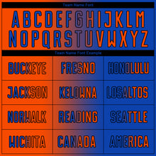 Laden Sie das Bild in den Galerie-Viewer, Custom Thunder Blue Orange-Black Sublimation Gradient Fashion Soccer Uniform Jersey