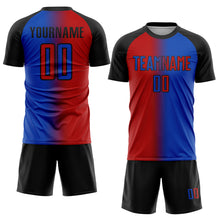 Laden Sie das Bild in den Galerie-Viewer, Custom Thunder Blue Red-Black Sublimation Gradient Fashion Soccer Uniform Jersey