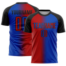Laden Sie das Bild in den Galerie-Viewer, Custom Thunder Blue Red-Black Sublimation Gradient Fashion Soccer Uniform Jersey