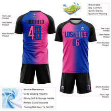 Load image into Gallery viewer, Custom Thunder Blue Pink-Black Sublimation Gradient Fashion Soccer Uniform Jersey