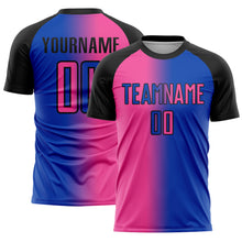Load image into Gallery viewer, Custom Thunder Blue Pink-Black Sublimation Gradient Fashion Soccer Uniform Jersey