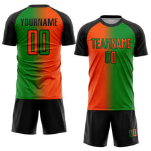 Загрузить изображение в средство просмотра галереи, Custom Grass Green Orange-Black Sublimation Gradient Fashion Soccer Uniform Jersey