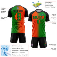 Загрузить изображение в средство просмотра галереи, Custom Grass Green Orange-Black Sublimation Gradient Fashion Soccer Uniform Jersey