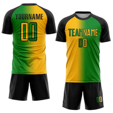 Загрузить изображение в средство просмотра галереи, Custom Grass Green Gold-Black Sublimation Gradient Fashion Soccer Uniform Jersey