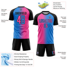 Загрузить изображение в средство просмотра галереи, Custom Powder Blue Pink-Black Sublimation Gradient Fashion Soccer Uniform Jersey