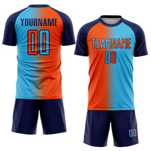 Charger l'image dans la galerie, Custom Sky Blue Orange-Navy Sublimation Gradient Fashion Soccer Uniform Jersey