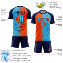 Charger l'image dans la galerie, Custom Sky Blue Orange-Navy Sublimation Gradient Fashion Soccer Uniform Jersey